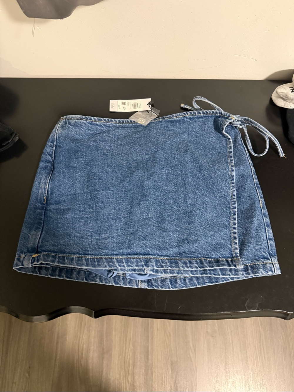 Classic Denim Wrap Skirt with Built in Shorts